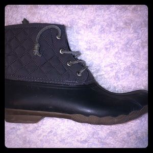 sperry duck boots, color is a blue/gray.